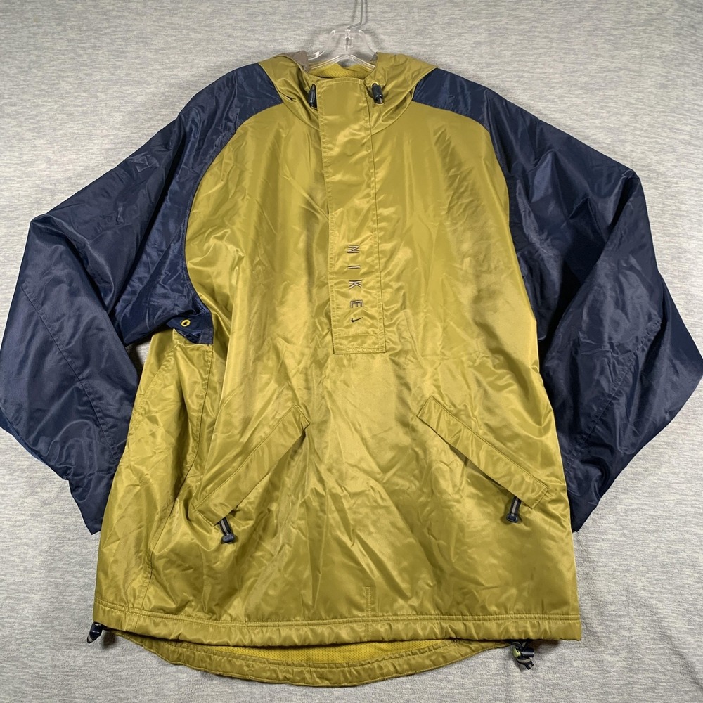 Vintage Nike‎ Jacket Mens XL Green Hooded Pullover Windbreaker Colorblock 90s